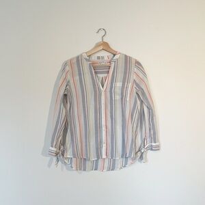J. Crew Striped V-Neck Button Down